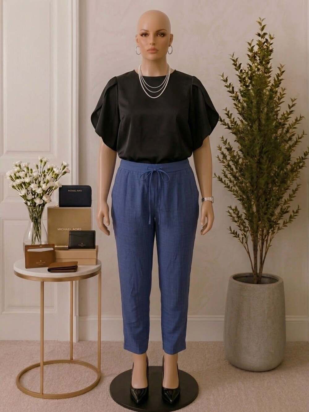 SHEIN Drawstring Waist Pants Size 3XL Blue